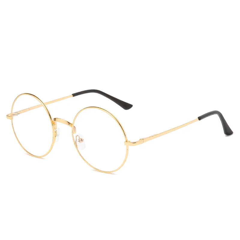 SEEMFLY, винтажные очки, круглая оправа, простые зеркальные очки, унисекс, Ретро стиль, очки, модные, студенческие, подарок, металлические, прозрачные очки для чтения - Цвет оправы: Золотой
