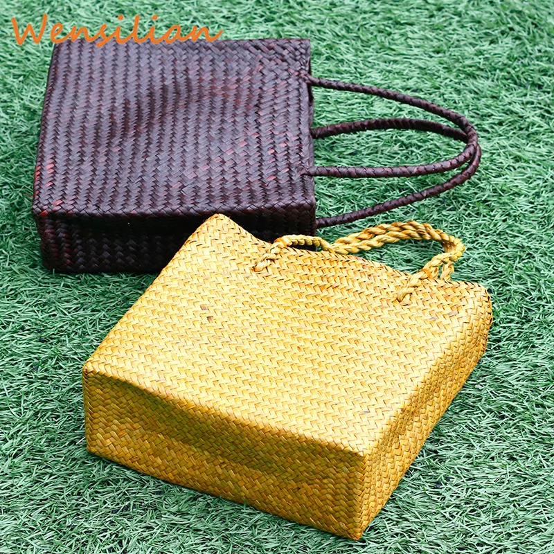 

Women's Rattan Straw Tote Bags Handbag For Women Woven Female Large Capacity Designer Woman Beach Handmade 2019 Torebka Damska
