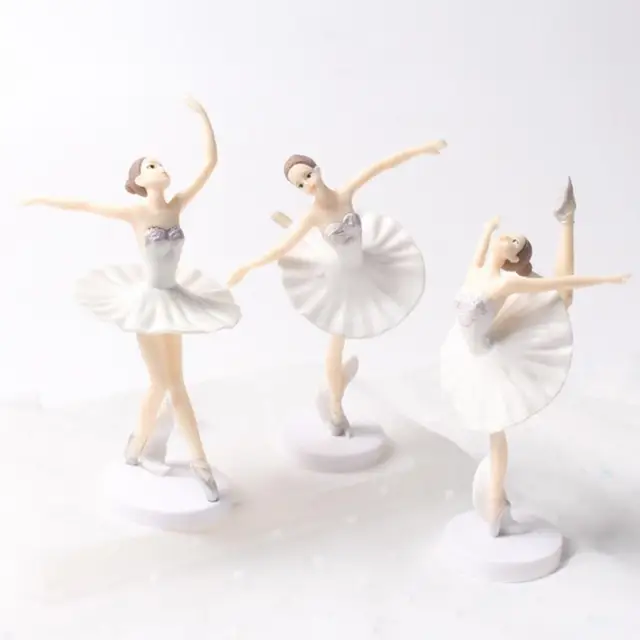 3Pcs Beautiful Dancing Girl Toy Elegant Home Decor Long Service Life Ballet Girl Cake Picks for Kids 4