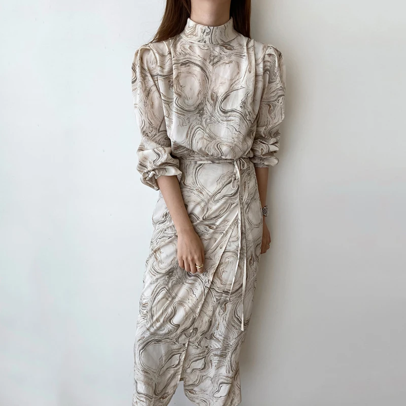Корейский стиль, женское платье, хлопок, стоячий воротник, осень и зима, новинка, женское платье,, длинный рукав, женская одежда, Y124