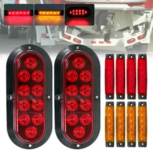 

SALE 10PCS Car Light Set 12V 10LED Red Tail Light Brake Light 6LED Red/Yellow Side Marker Lights Waterproof for Trucks Trailers