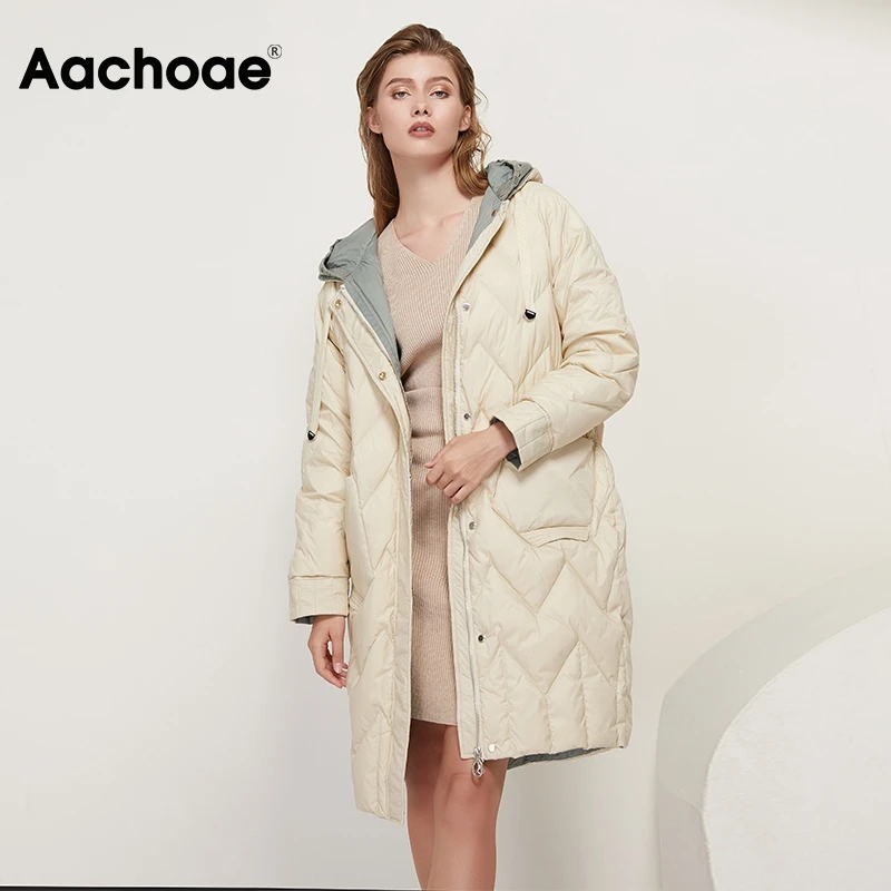 Aachoae 2020 Winter Thick Warm Knit Patchwork Coat