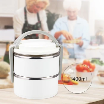 

1400ml 2-Layer Stainless Steel Japanese Bento Box Gradient Color Thermal For Food With Containers Lunch Boxs For Kids Picnic
