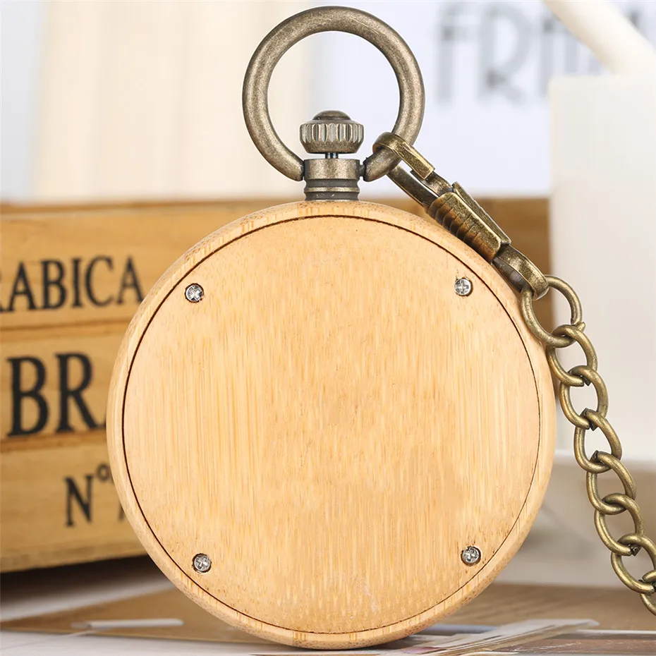 Креативные кварцевые карманные часы с бабочкой из бамбука и дерева, элегантные женские ретро модные часы с подвеской, бронзовые карманные часы с брелоком и цепочкой