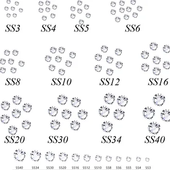 

Swarovsky Nail Art Crystal Clear SS3-SS50 Flatback Diamond Gem Non HotFix Rhinestones Glue On For Nail Art Decorations
