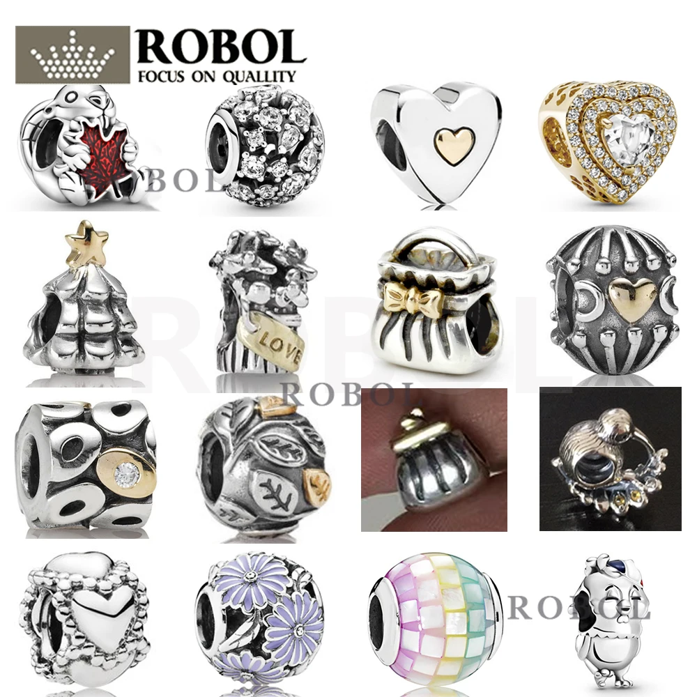 

43 2021 New Fashion 100% 925 Sterling Silver Heart-shaped Round Charm Fashionable Beads