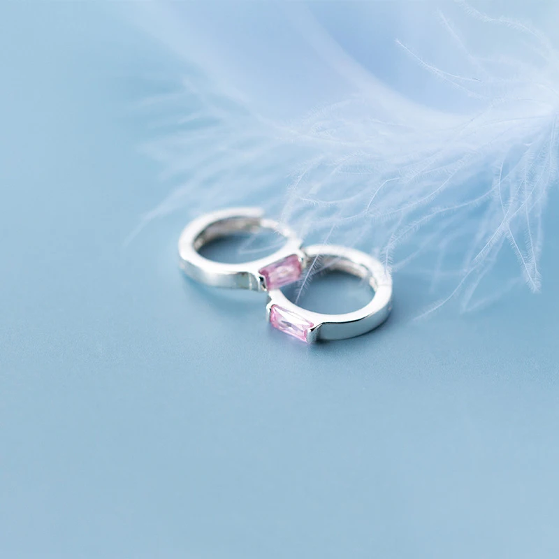 MloveAcc 925 пробы серебряные розовые CZ серьги-кольца серебряные для женщин ювелирные изделия из стерлингового серебра подарок на день Святого Валентина
