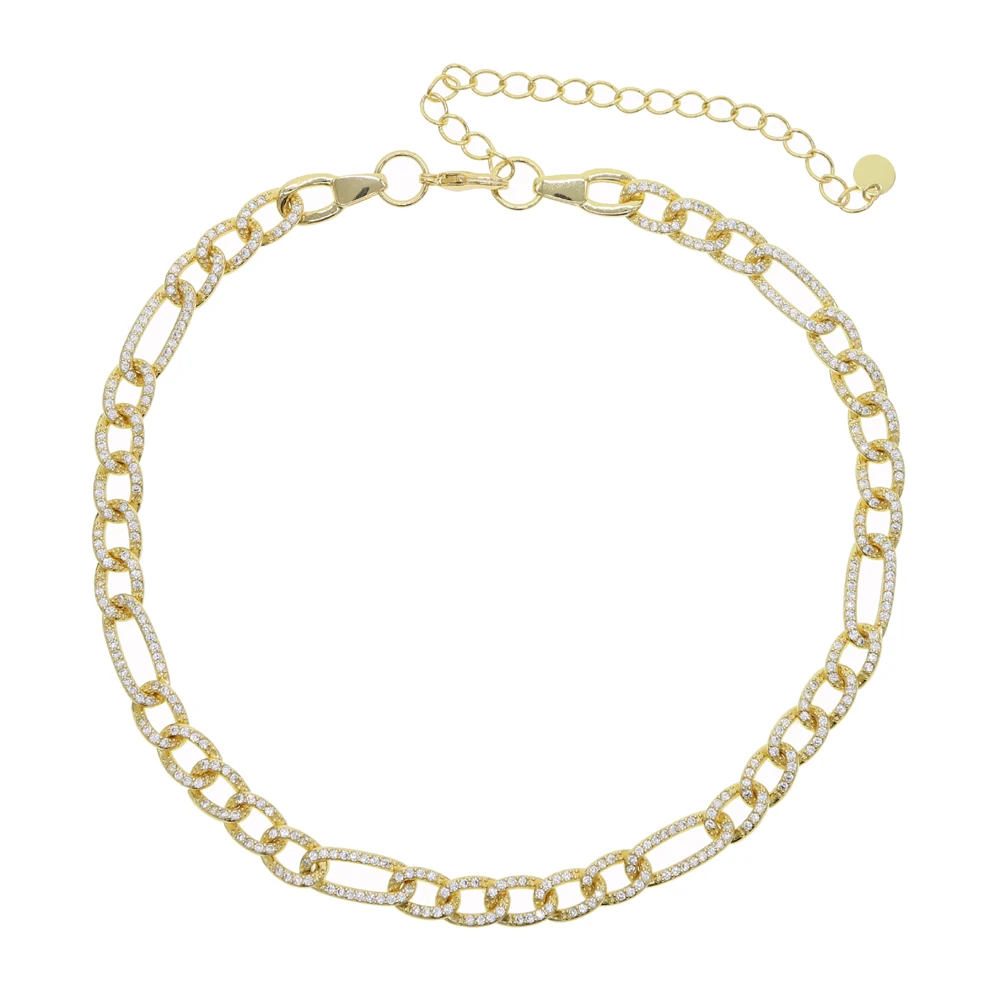 gold white cz Цветное колье для девушек и женщин, ювелирное изделие, микро ПАВЕ, белая радуга, cz, Майями, кубинская цепочка, женское колье, чокер, ювелирные изделия в стиле хип-хоп - Окраска металла: gold white cz