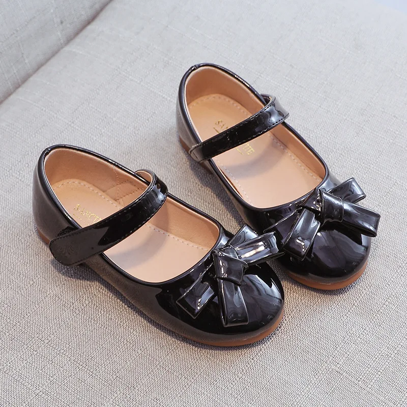 NWT Infant Girls Black Patent Leather Fashion Boots Bow Fancy Dress Footwear