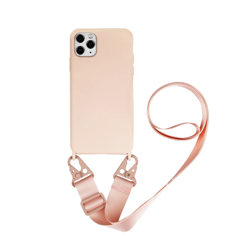 Funda de teléfono con cadena de silicona de lujo para iPhone, funda trasera con cordón para el cuello, para modelos 12, 11 Pro Max, 7, 8 Plus, X, XR, XS Max