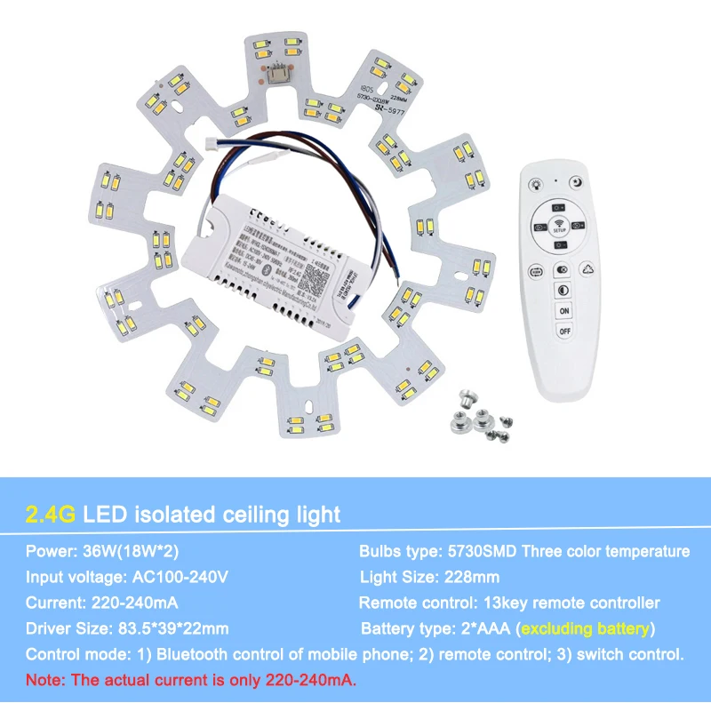 Потолочная люстра светодиодная 2 4 ГГц 5730 SMD с дистанционным