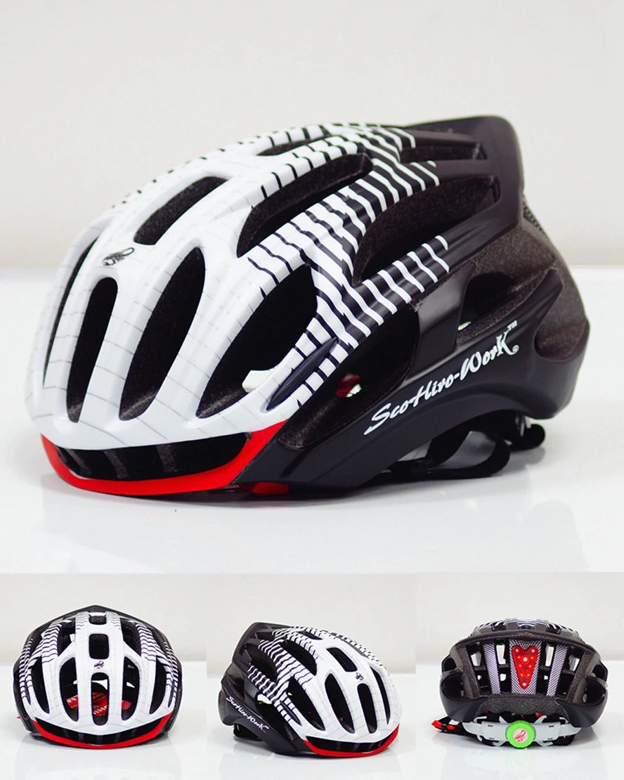 color 6 white-black1 SCOHIRO-WORK модный светильник светодиодный для мужчин/женщин дорожный горный велосипед шлем ультра светильник EPS гоночный Велосипедное снаряжение - Цвет: color 6 white-black1