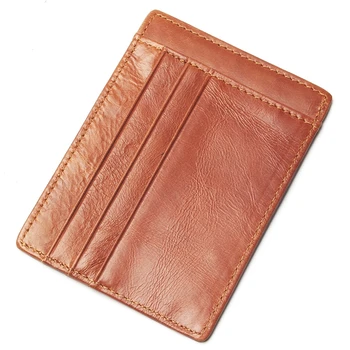 

3 Colors Genuine Leather Zipper Business Card Holder Wallet Handmade Card Holder Genuine Leather Card Wallet