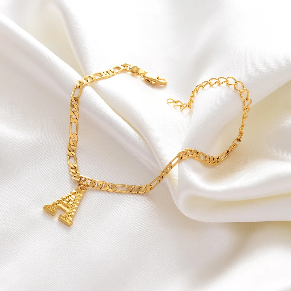 Anniyo 21cm+10cm Extender Chain/A-Z Initial Letter Anklet Women Girls Alphabet Jewelry Gifts Foot Chain Figaro Chains #233806 Anniyo 21cm+10cm Extender Chain/A-Z Initial Letter Anklet Women Girls Alphabet Jewelry Gifts Foot Chain Figaro Chains #233806