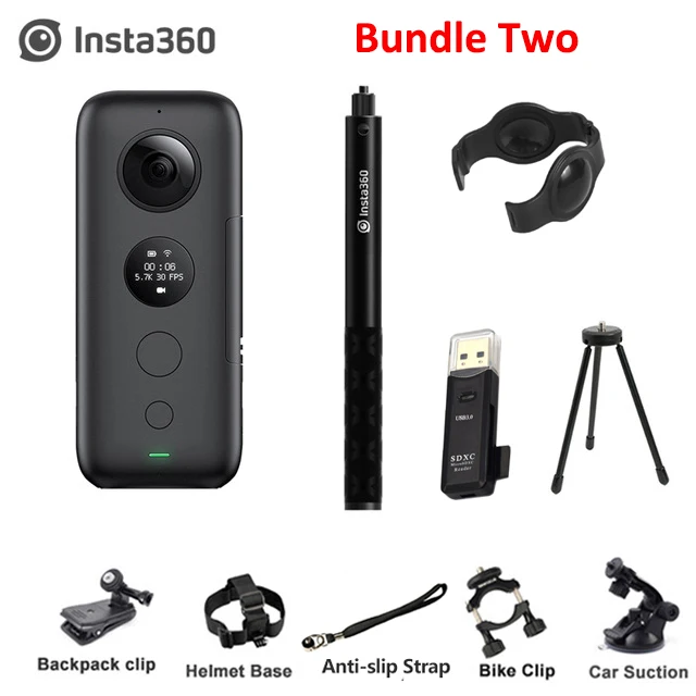 Insta360 ONE X Экшн-камера VR Insta 360 панорамная камера для IPhone и Android 5,7 K видео 18MP фото невидимая селфи-палка - Цветной: Bundle 2