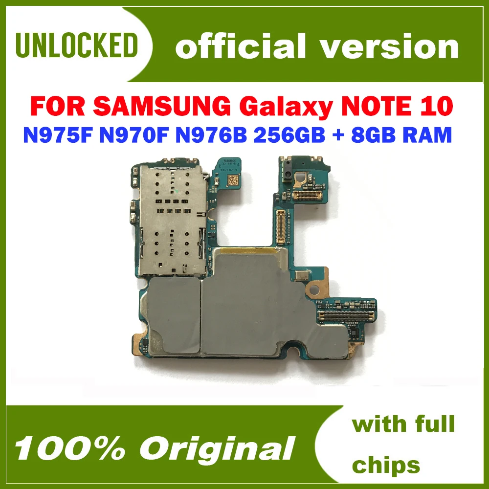 Разблокированная материнская плата для Samsung Galaxy Note 10 N975F N970F N975U оригинальная с