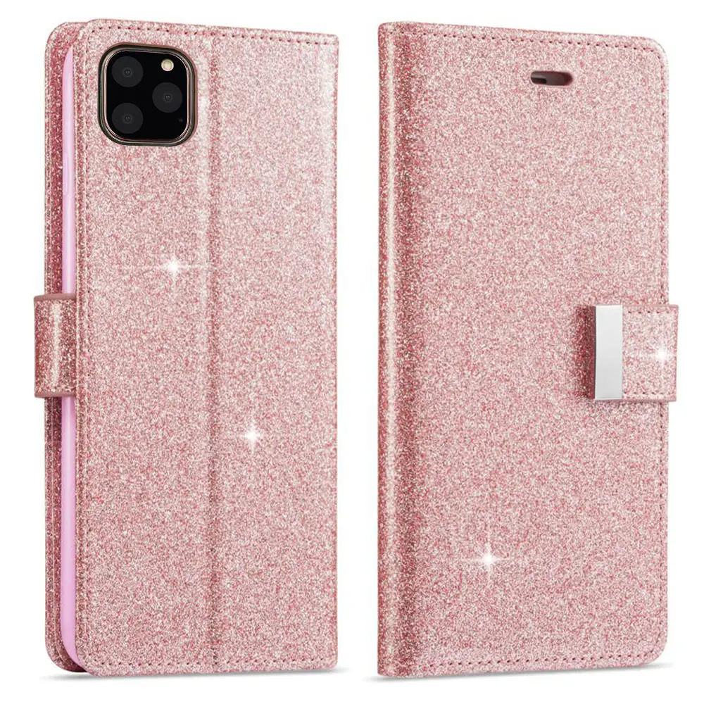 Женский кожаный чехол кошелек для iPhone 11 Pro Max X XR XS Bing Блестящий флип телефона 8 Plus 7
