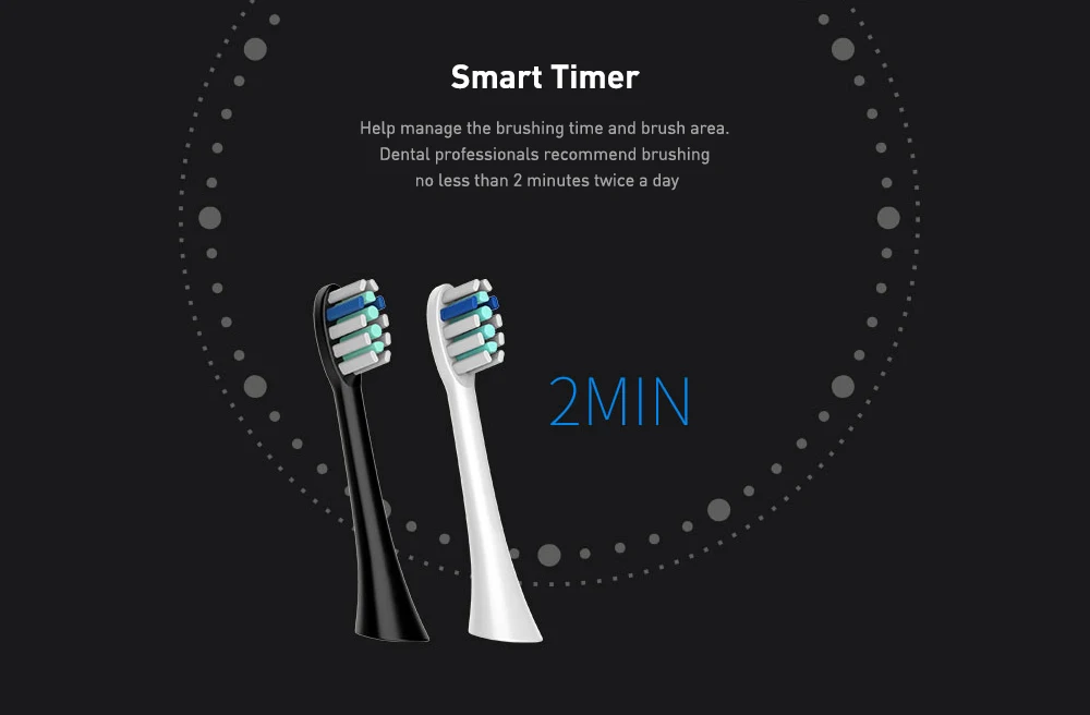 Gustala Smart 5 Modes Sonic Electric Toothbrush USB Rechargeable Waterproof Ultrasonic Automatic With APP Intelligent Tracking
