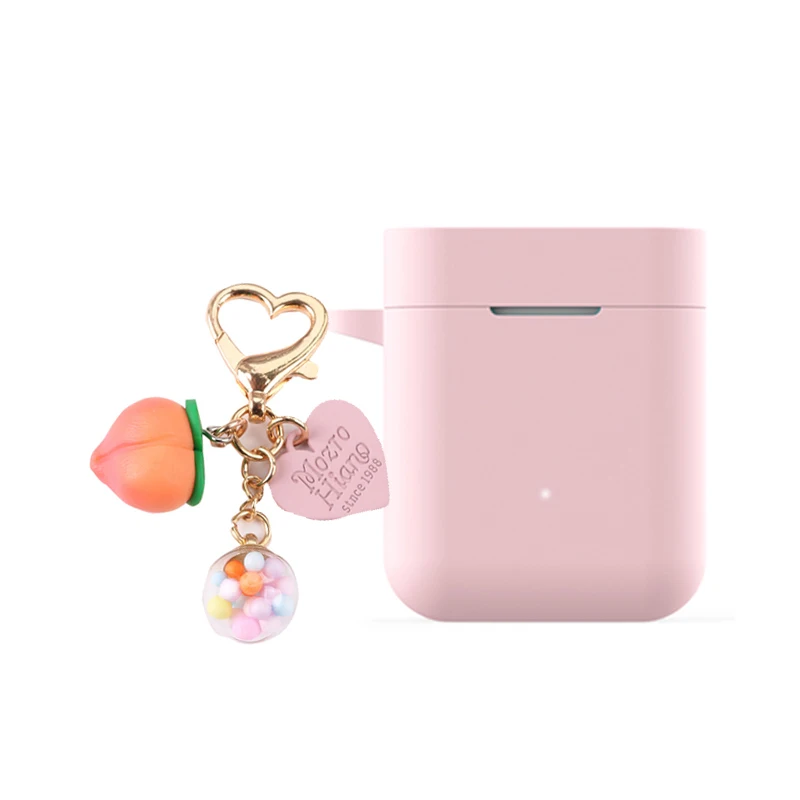 Для Xiaomi Mi AirDots Pro/ True /Air Lite/Чехол прикольного персика в любящее сердце брелок