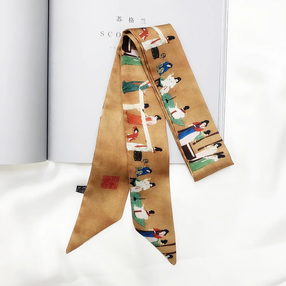 Ван Гог звездное небо картина маслом сумка маленький шелковый шарф лента для женщин галстук повязка на голову шеи аксессуары для волос мода