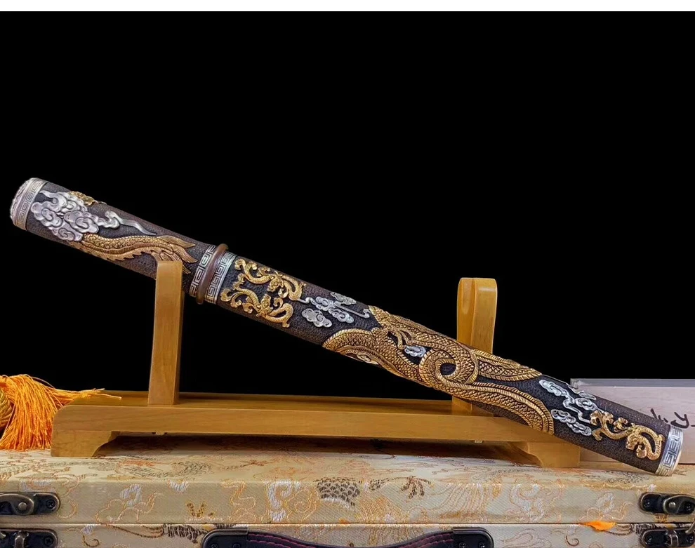 High Quality Hand-folded steel Chinese Short Sword Copper handle copper sheath Copper fittings Tang Dynasty Knife Very Sharp