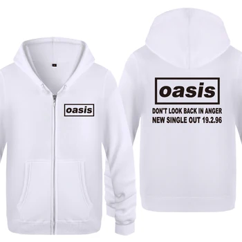 

Oasis Rock Band Sweatshirts Men 2018 Mens Zipper Hooded Fleece Hoodies Cardigans