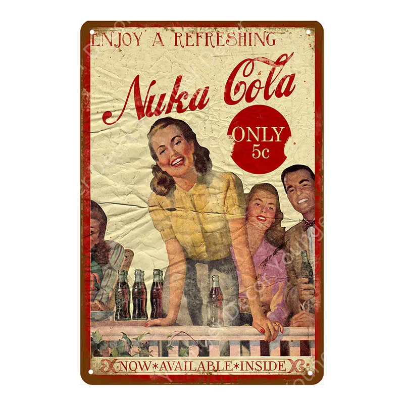 Напиток Nuka Cola квантовый плакат Fallout 3 4 игры металлические знаки настенный Декор для дома номер магазин отель железная живопись YI-111 - Цвет: YD5128AI