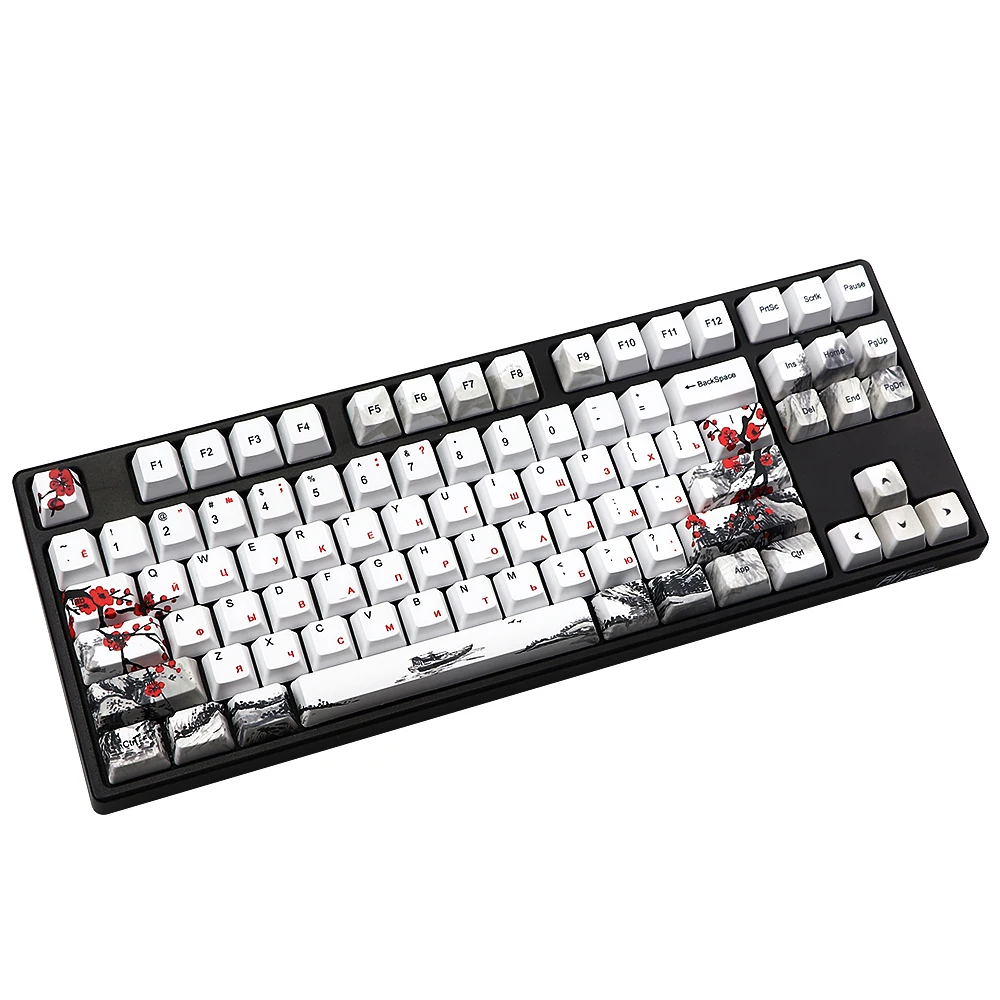 

Novelty allover dye subbed Plum Blossom110 Keys OEM Profile Keycap For diy mechanical keyboard Russia character keycaps