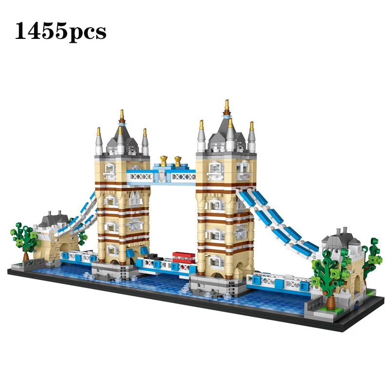 

1455pcsBuilding Blocks World Famous Classic Architecture tower bridge/burj al arab collection gift for kids diy exhibition to