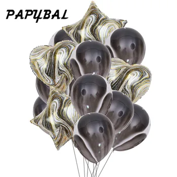 

14Pcs Black Agate Balloon Happy Birthday Party Balloons Star Heart Helium Ballons Boy Girl Baby Shower Party Supplies