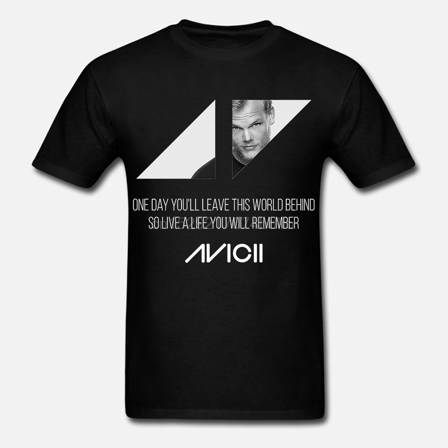 Мужская футболка с принтом хлопковая Футболка круглым вырезом Avicii RIP-белая