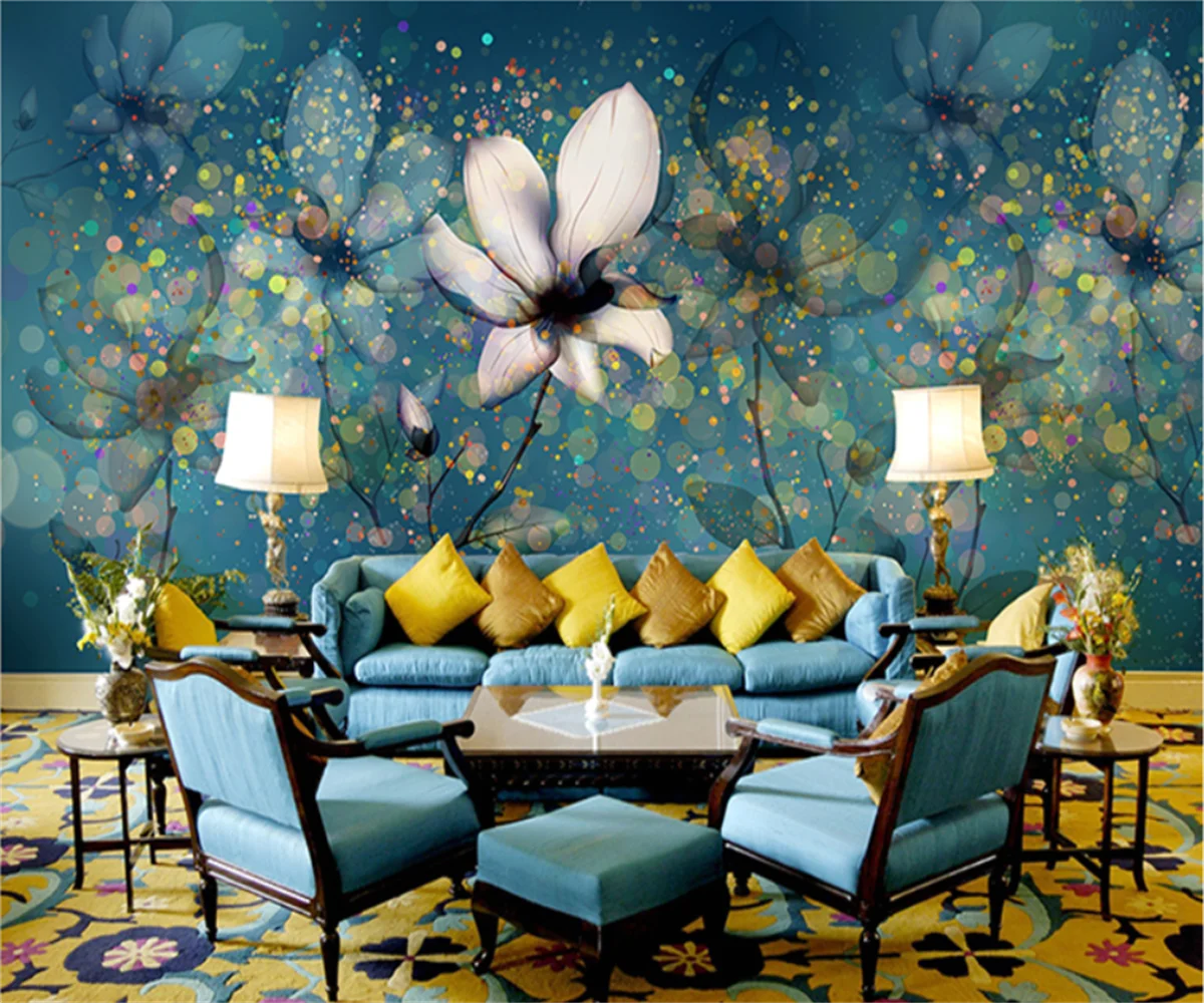 

Customized Customized personality abstract floral bedroom living room TV background wallpaper papel de parede papier peint