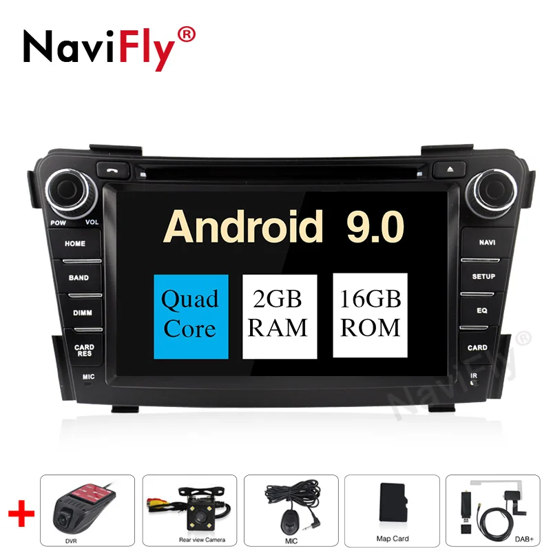 NaviFly Android 9,0 автомобильный мультимедийный плеер gps навигации для HYUNDAI I40 I-40 2011 2012 2013 стерео радио RDS - Цвет: 2 16G Camera DVR DAB