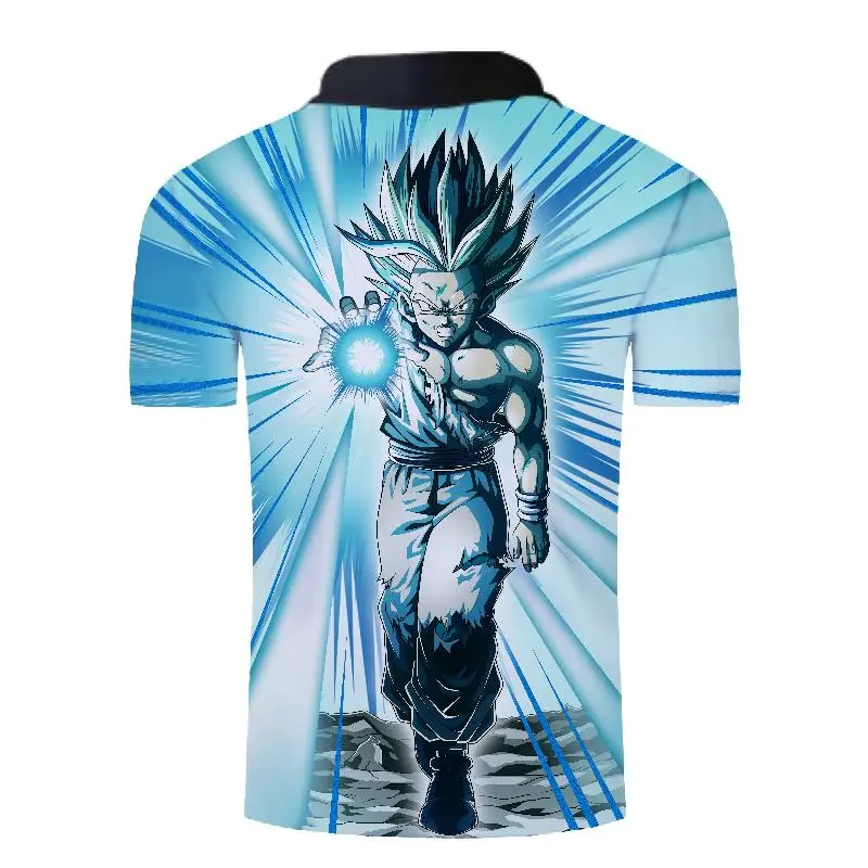 Новинка, Мужская рубашка поло с 3D принтом Dragon Ball Z Goku, Мужская Повседневная рубашка поло с коротким рукавом, уличная одежда