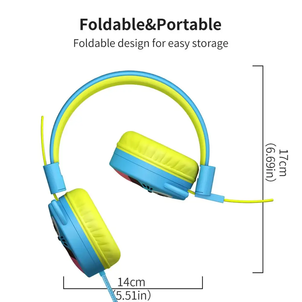 Cat Ear Headphones Noise Cancelling Kids girl Headset With Mic Wired Cartoon Children Earphones Christmas Gifts Birthday