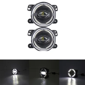

2PCS 4Inch Round Led Fog Lights 30W 6000K White Halo Ring DRL Off Road Fog Lamps For Jeep Wrangler JK TJ LJ Grand Cherokee