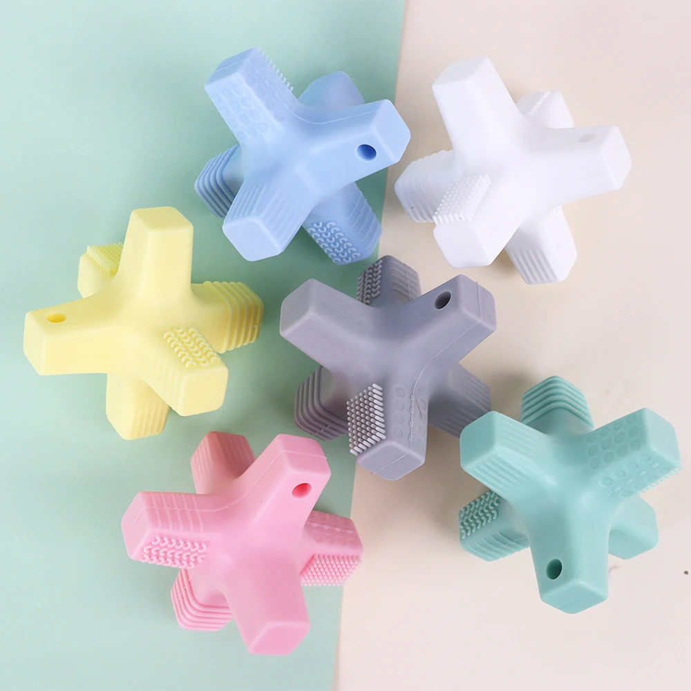 

Multifuntion Baby Teether Food Silicone bijtring pendent Teething Toys Hand catching Silicone Teether 10pc