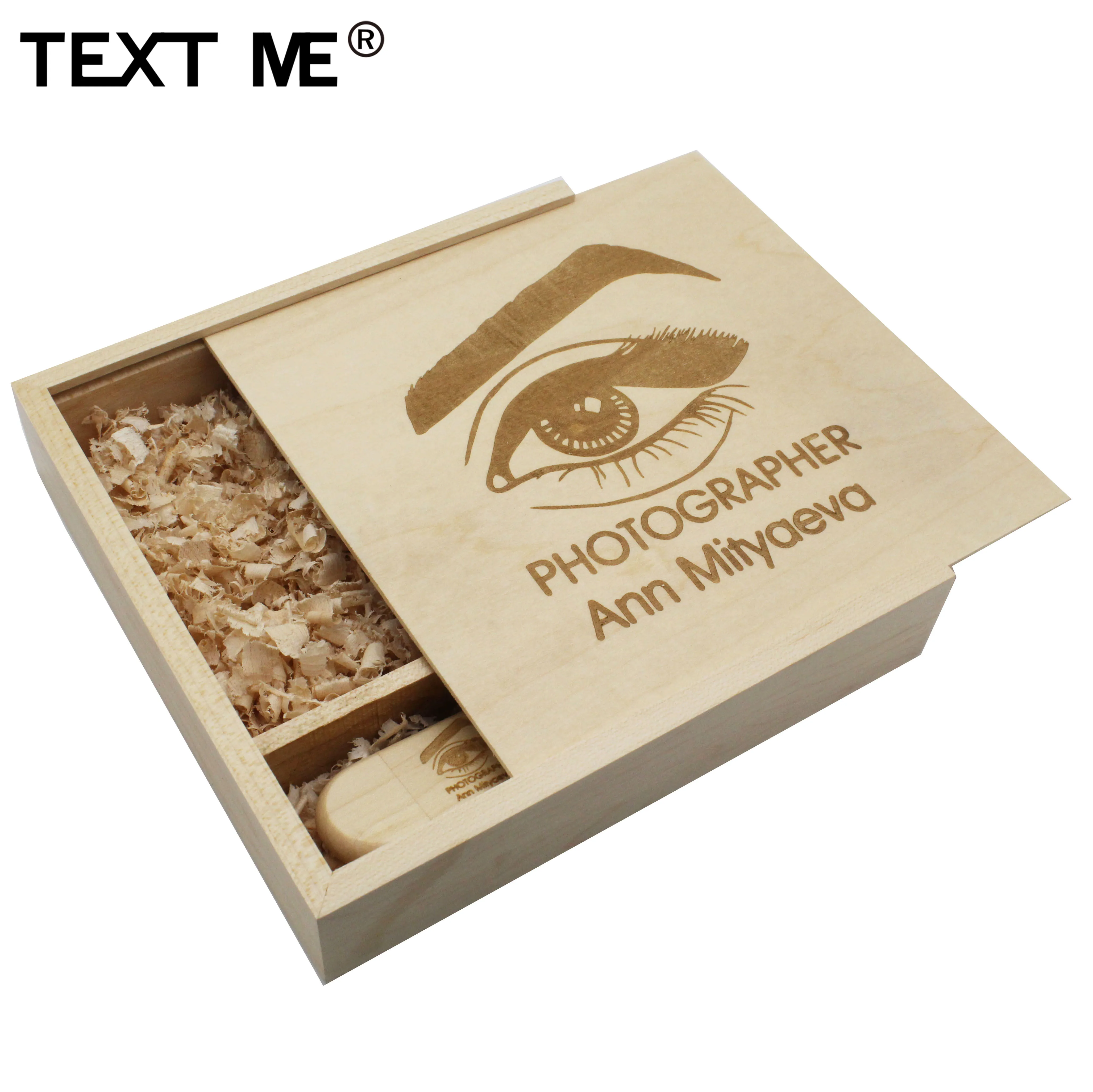 TEXT ME 170 мм * кленовые Деревянные + коробка фотография логотип 64 Гб usb флеш