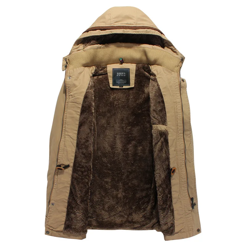 

MEN'S Coat Europe And America Mid-length Slim Fit Thick Large Size Pure Cotton Washing Coat Plus Velvet Cotton-padded Clothes