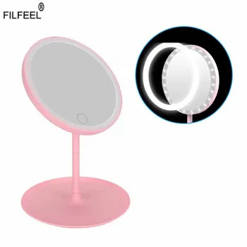

Double Sided Makeup Mirror with Detachable LED Light Round Makeup Glass Travel Vanity Mirror with Base Pocket Mirror