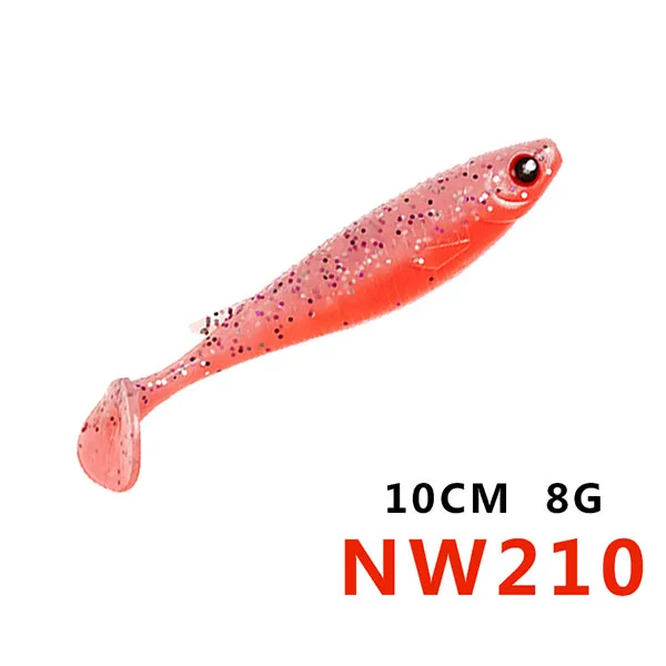 Noeby 5485 Shad Приманка T-tail мягкая 100 мм 8 г пластиковая приманка для ловли окуня щуки подходящая силиконовая соупле леурра жир T-TAIL гольян - Цвет: 210