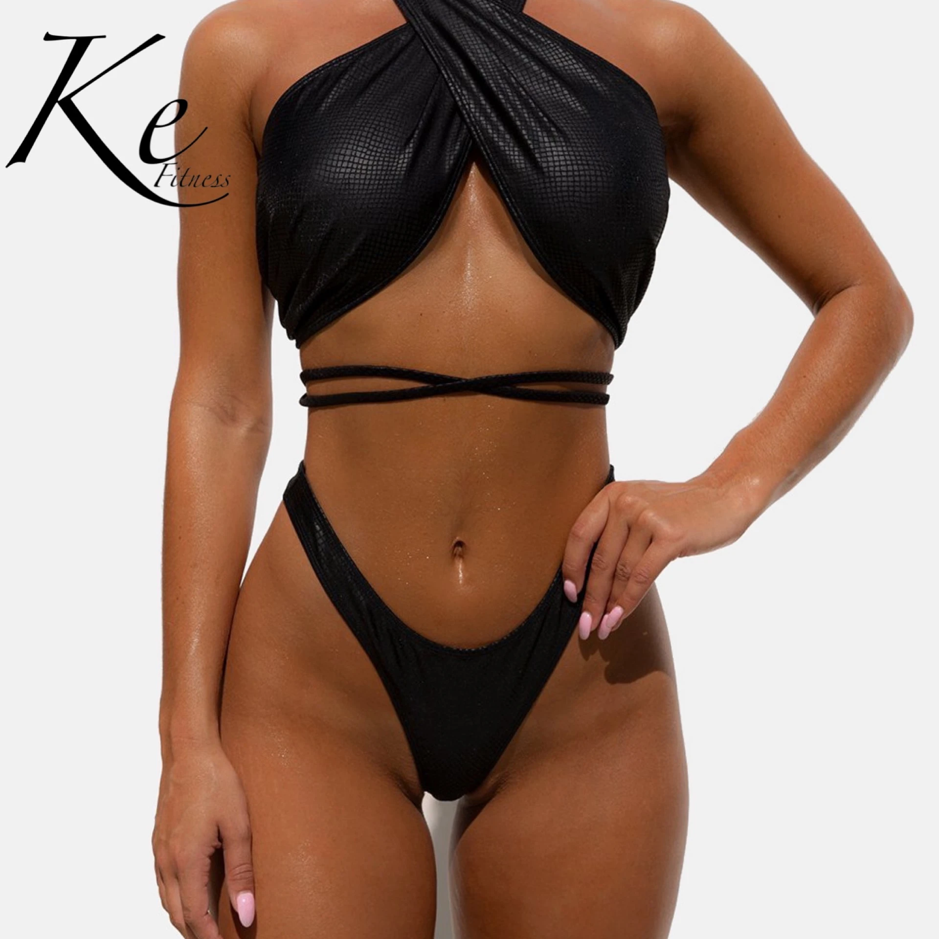 black leather swimsuit