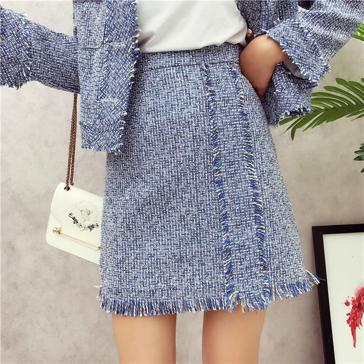 Tassel твидовая куртка асимметричный жемчуг твид юбка костюм Подиум твидовый костюм Подиум осень зима женский комплект из 2 предметов