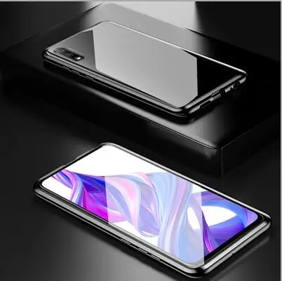Black Роскошный Магнитный адсорбционный чехол для huawei Honor 9X 9x, металлическая рамка, двусторонняя стеклянная крышка Honor9X, защитный чехол для телефона - Цвет: Black