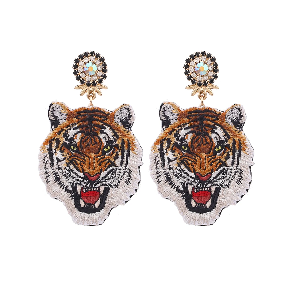 New Dangle Earrings Big Tiger Head Pendant Drop Earings Handmade Bohemian Beaded Earrings For Women Statement  Jewelry Chrismas