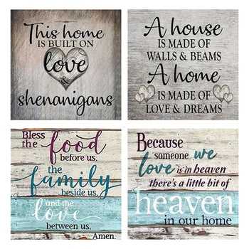 

4Pack Full DIY Diamond Painting Home Letter Diamond Mosaic Diamond Drawing Diamond Embroidery Cross Stitch Decor Gift