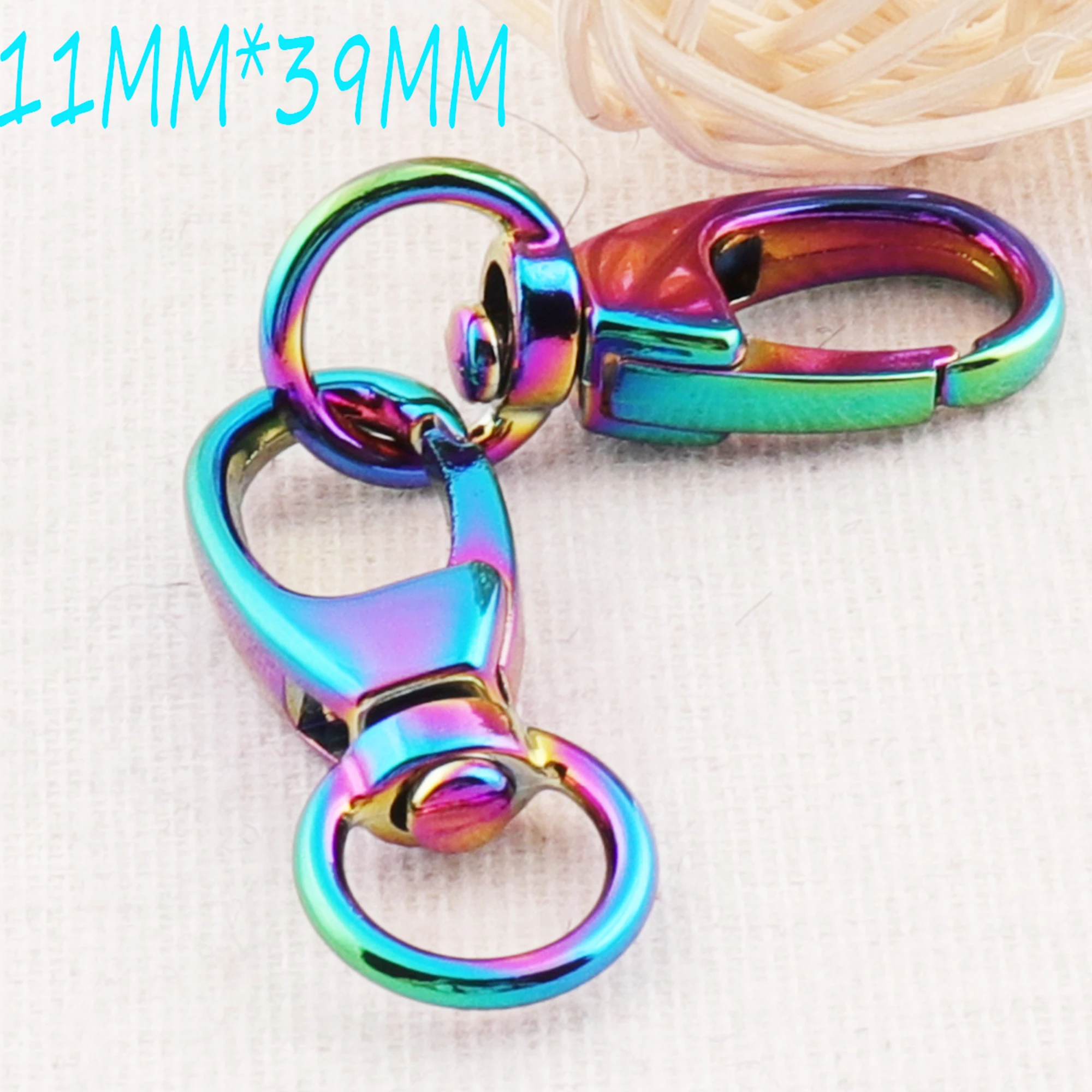 

10 PCS Rainbow Lobster Swivel Clasps Claw Claws Carabiner Buckle Gate Bag Handbag 11MM*39MM Snap Purse Hook Jewelry Findings Bag