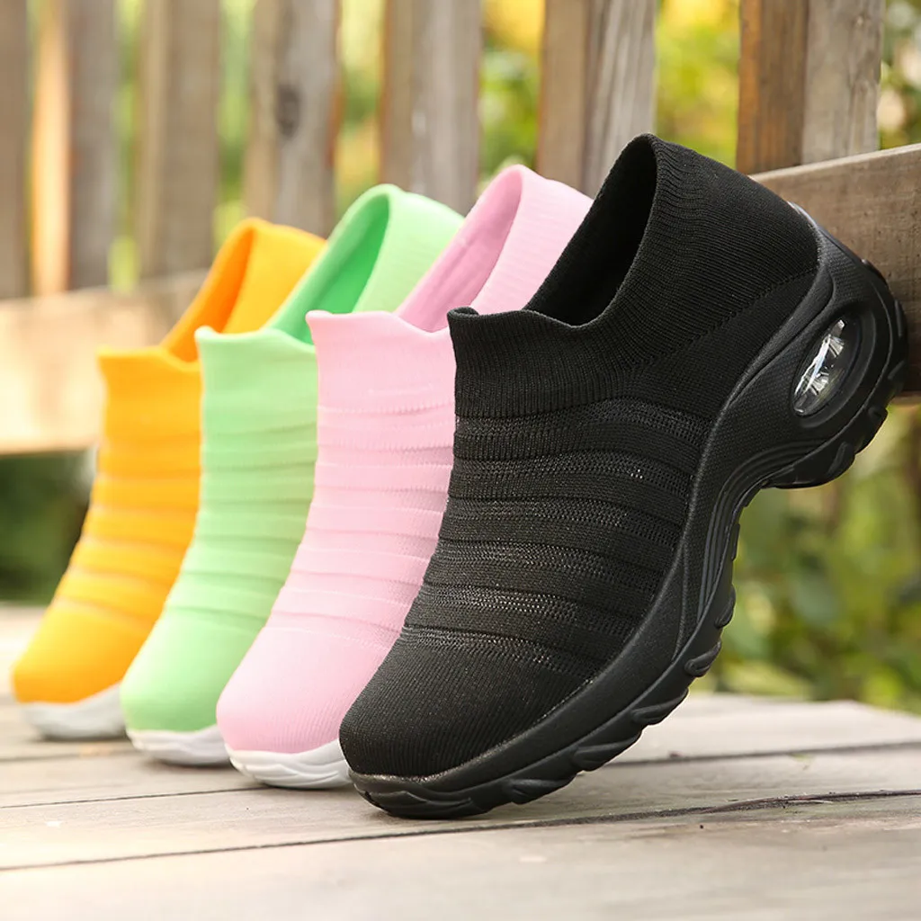 SAGACE/женские износостойкие кроссовки носки сетчатые дышащие без застежки черные