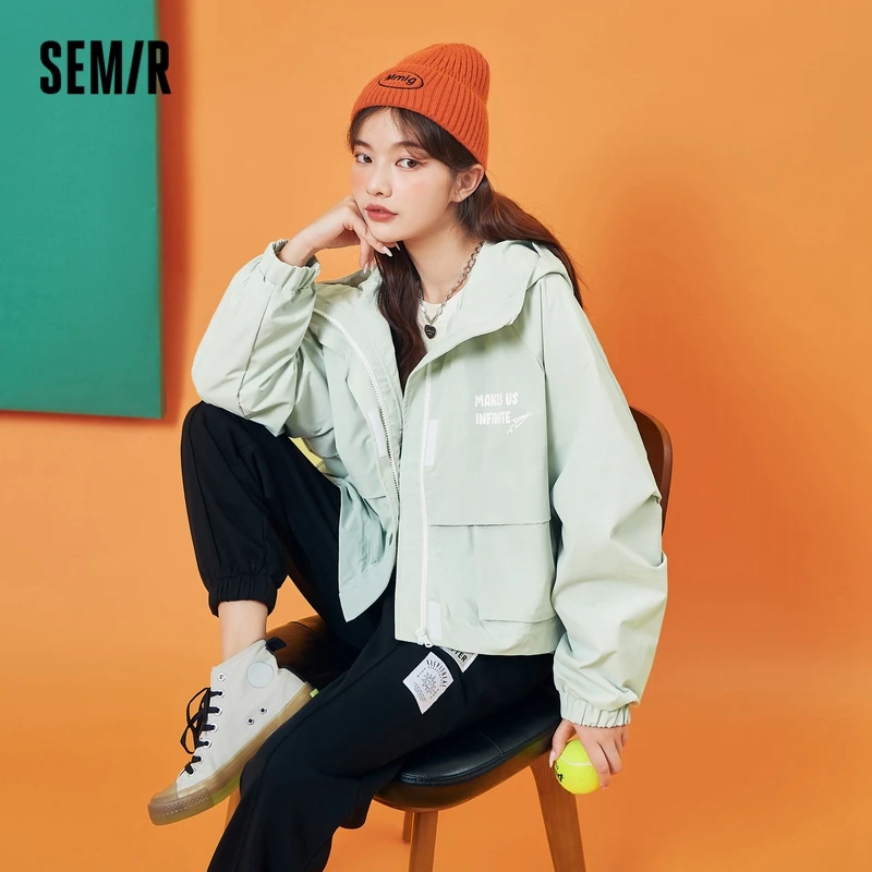 

SEMIR Women Jacket Autumn 2021 New Functional Wind Oversize Drawstring Hooded Coat Sweet And Cool Girl Trend