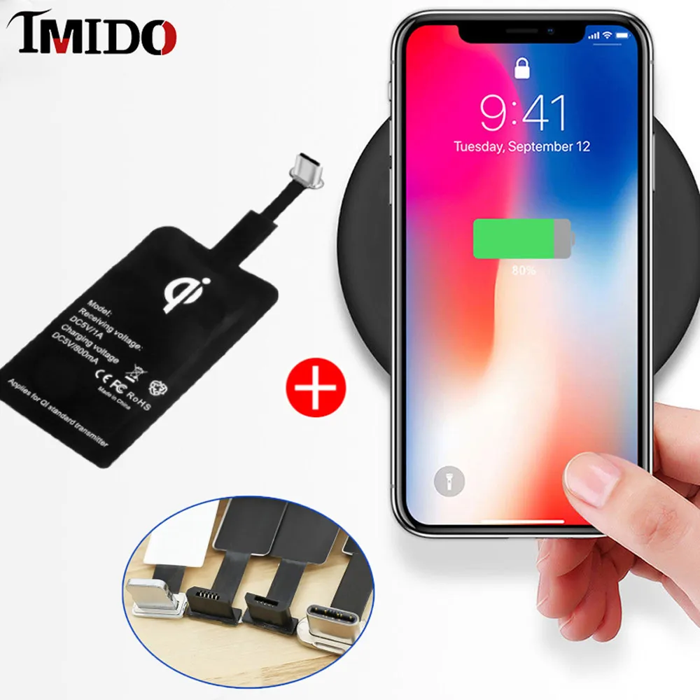 Qi Беспроводная зарядная панель для iphone xr x xsmax 8 7 6 5s умная Беспроводная зарядная катушка приемник для samsung A10 A50 Y9 Prime
